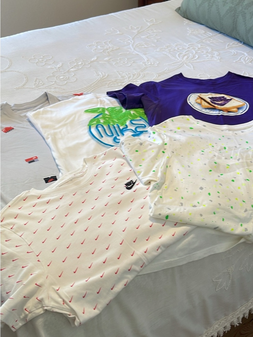 Nike Mixed Short Sleeve Tees in White, Purple, Gray and Neon Accents